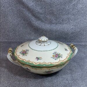 Czechoslovakian Floral Porcelain Tureen with Lid